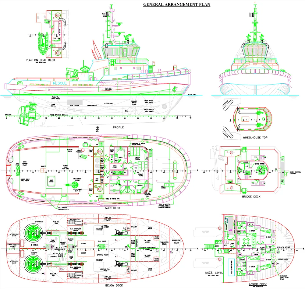 General Arrangement Plan — marine drafting sample