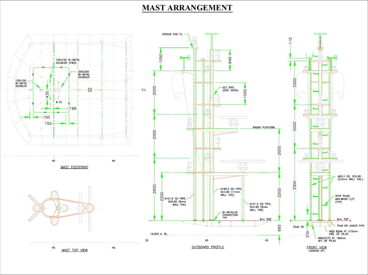 Mast Arrangement — marine drafting sample