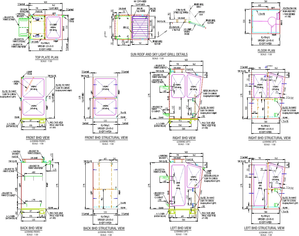 Ampelmann A-Type Cabin Structural Arrangement — engineering drawing 2