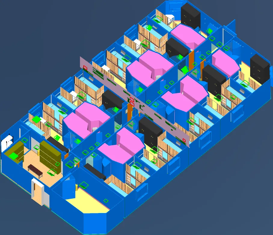 3D Modelling and Clash Check for Accommodation Modules — engineering drawing 4
